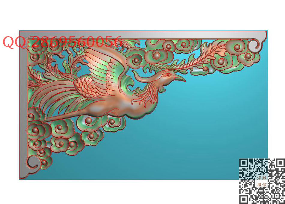 20 凤凰角花50030014_镂空洋花角花仿古雀替精雕图浮雕图